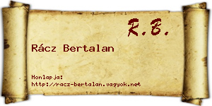Rácz Bertalan névjegykártya