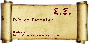 Rácz Bertalan névjegykártya